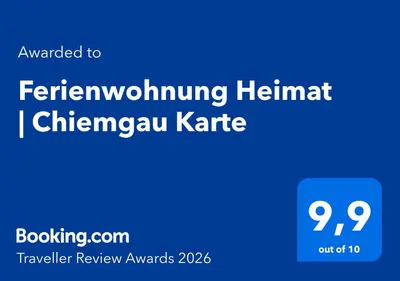 Ein Zertifikat, Auszeichnung, Logo oder anderes Dokument, das in der Unterkunft Ferienwohnung Heimat | Chiemgau Karte ausgestellt ist