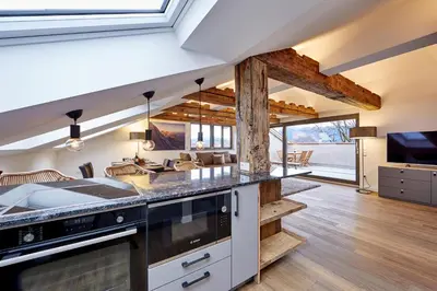 Küche/Küchenzeile in der Unterkunft City Suites Murnau