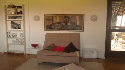 Ein Sitzbereich in der Unterkunft Aisching