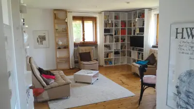 Ein Sitzbereich in der Unterkunft Aisching