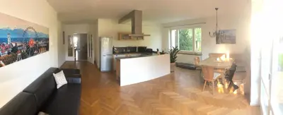 Küche/Küchenzeile in der Unterkunft Ferienwohnung Messewohnung München Ost