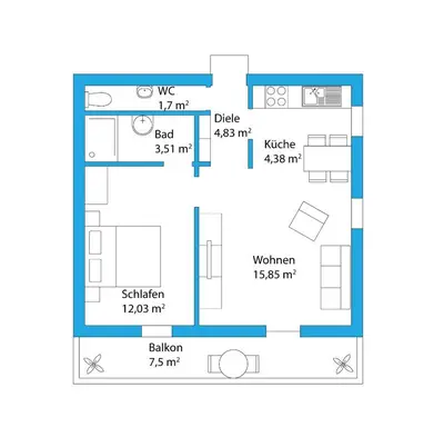 Grundriss der Unterkunft Bergschlössl - Eckwohnung 24