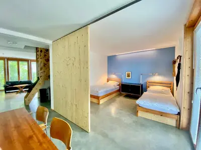 Ein Bett oder Betten in einem Zimmer der Unterkunft Loft mit Dachterrasse