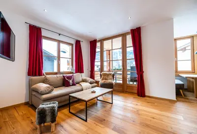 Ein Sitzbereich in der Unterkunft Gapartments