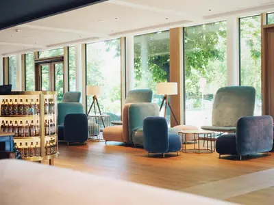 Ein Sitzbereich in der Unterkunft Jugend- und Familienhotel Augustin