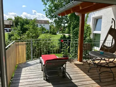 Ein Balkon oder eine Terrasse in der Unterkunft Fünf Seen Apartments