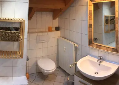 Ein Badezimmer in der Unterkunft ALPENFREUND