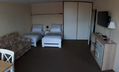 Ein Bett oder Betten in einem Zimmer der Unterkunft Sunny 1-room apartment near railway station