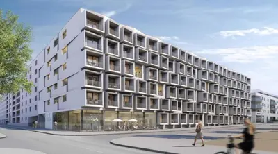 Das Gebäude in dem sich das Aparthotel befindet