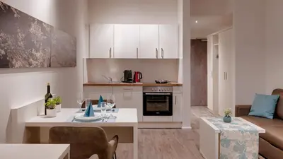 Küche/Küchenzeile in der Unterkunft Amper Art Hotel