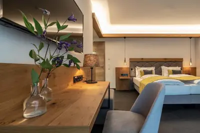 Ein Bett oder Betten in einem Zimmer der Unterkunft Pöltnerhof