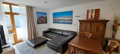 Ein Sitzbereich in der Unterkunft Westpark Apartments