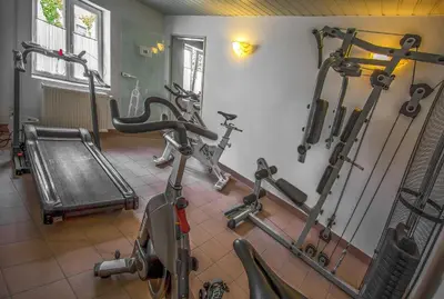 Das Fitnesscenter und/oder die Fitnesseinrichtungen in der Unterkunft Hotel Adler