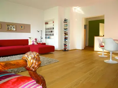 Ein Sitzbereich in der Unterkunft Ferienwohnung Dausacker