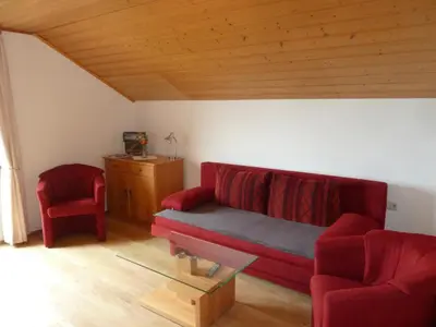 Ein Sitzbereich in der Unterkunft Ferienwohnung Panorama