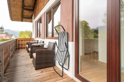 Ein Balkon oder eine Terrasse in der Unterkunft Gästehaus Kochelsee
