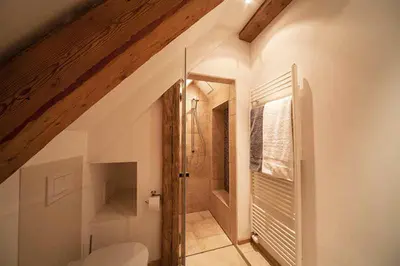 Ein Badezimmer in der Unterkunft Ferienwohnungen Garhammer, Kreuth-Glashütte