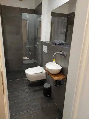 Ein Badezimmer in der Unterkunft Ferienhaus Landsberg