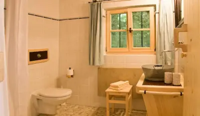 Ein Badezimmer in der Unterkunft Almhaus Webermohof