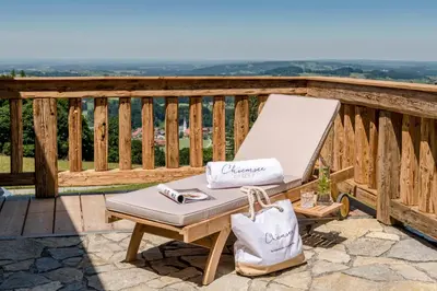Ein Balkon oder eine Terrasse in der Unterkunft Chiemsee Chalet