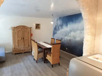 Ein Sitzbereich in der Unterkunft Ferienwohnung Royal Walchensee
