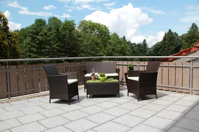 Ein Balkon oder eine Terrasse in der Unterkunft Genusszeit am Chiemsee