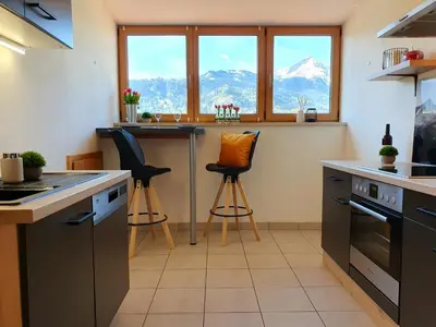 Küche/Küchenzeile in der Unterkunft Ferienwohnung Gipfelpanorama