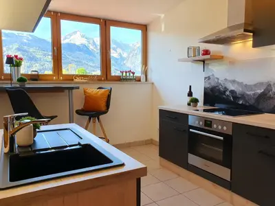 Küche/Küchenzeile in der Unterkunft Ferienwohnung Gipfelpanorama