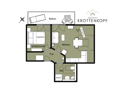 Grundriss der Unterkunft Das Bergquartier - Ferienwohnung Krottenkopf