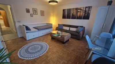 Ein Sitzbereich in der Unterkunft Ferienwohnung Schloßberg 1