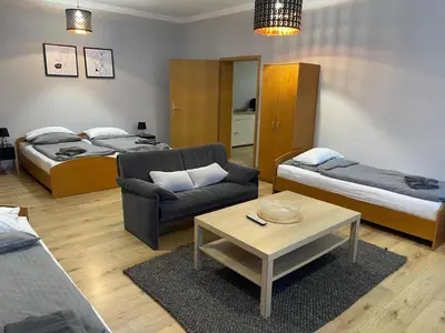 Ein Bett oder Betten in einem Zimmer der Unterkunft Ferienwohnung Peißenberg