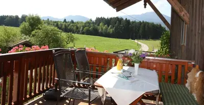Ein Balkon oder eine Terrasse in der Unterkunft Beim Bicher