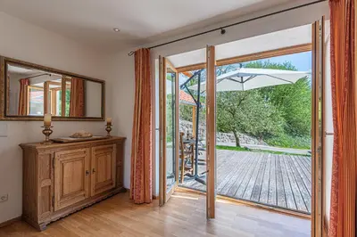 Ein Balkon oder eine Terrasse in der Unterkunft Ferienhaus Schlierachtal