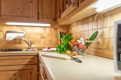 Küche/Küchenzeile in der Unterkunft Ferienwohnung Wörnerblick