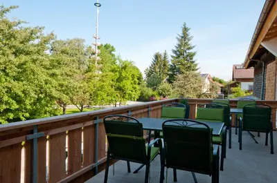 Ein Balkon oder eine Terrasse in der Unterkunft Alpenblick am Chiemsee