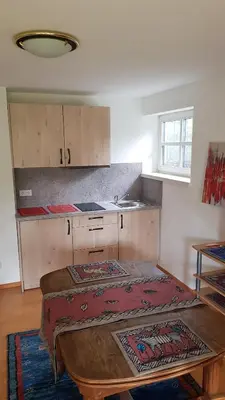 Küche/Küchenzeile in der Unterkunft Ferienwohnung im Gartenparadies