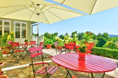 Ein Balkon oder eine Terrasse in der Unterkunft Hotel Auf Wolke 8