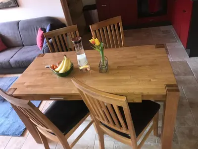 Ein Sitzbereich in der Unterkunft s‘Fleckerl