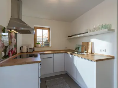 Küche/Küchenzeile in der Unterkunft Ferienwohnung Bergahorn