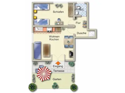 Grundriss der Unterkunft Ferienwohnung Haus Wiesler