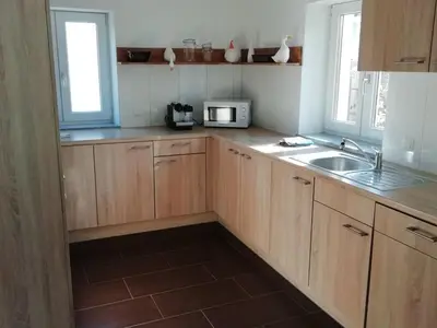 Küche/Küchenzeile in der Unterkunft Ferienwohnung Lechraum in Waal