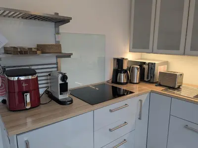 Küche/Küchenzeile in der Unterkunft Ferienwohnung Murnauer Moos