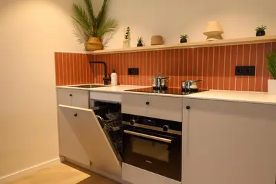 Küche/Küchenzeile in der Unterkunft InselMühle