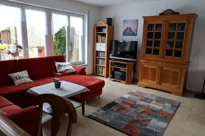 Ein Sitzbereich in der Unterkunft Ferienwohnung Huber in Utting am Ammersee