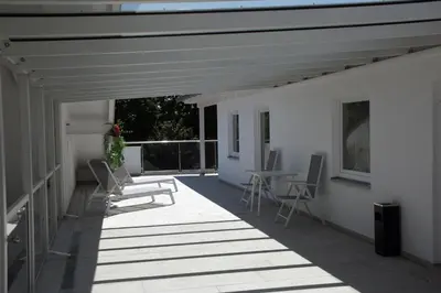 Ein Balkon oder eine Terrasse in der Unterkunft Pension Lerchenfeld