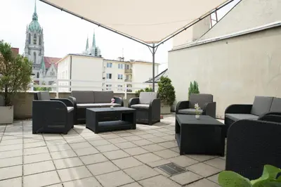 Ein Sitzbereich in der Unterkunft Hotel Fidelio