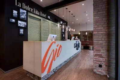 Ein Zertifikat, Auszeichnung, Logo oder anderes Dokument, das in der Unterkunft Hotel GIO ausgestellt ist