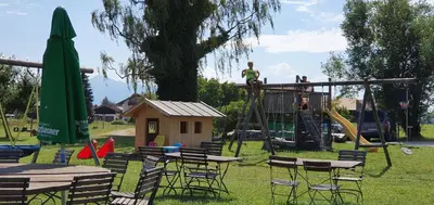 Ein Kinderspielbereich in der Unterkunft Stefanutti-Hof