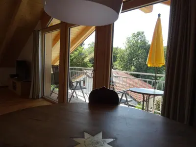 Ein Balkon oder eine Terrasse in der Unterkunft Ferienwohnung Seidlpark im Haus Ecker