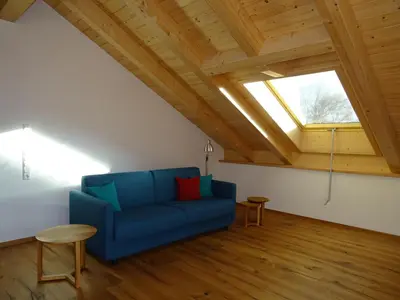 Ein Sitzbereich in der Unterkunft Ferienwohnung Seidlpark im Haus Ecker